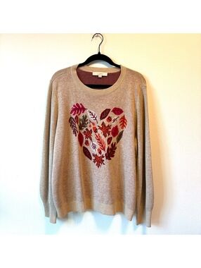 LOFT Leaf Heart Sweater XXL